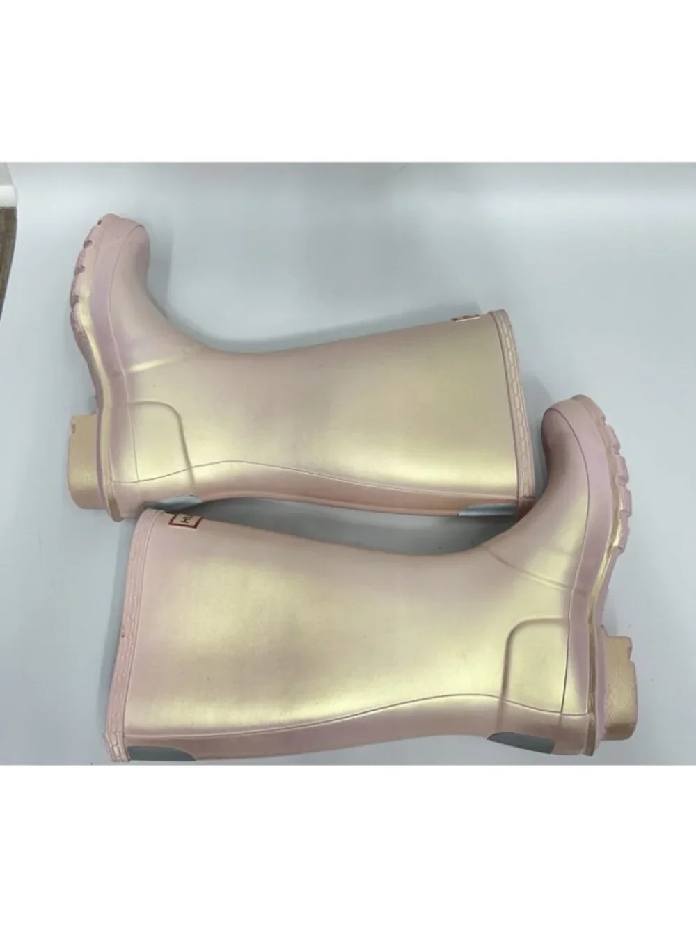 Hunter Original Nebula Wellington Boots Kids Girls SZ 2 Iridescent Pink sparkle